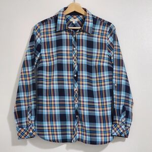 Talbots Women's Plaid Button Up Shirt Sz S 100% Cotton  Western Classic Casual